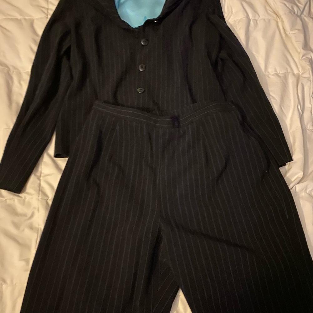 Women's Black Pinstripe Pantsuit